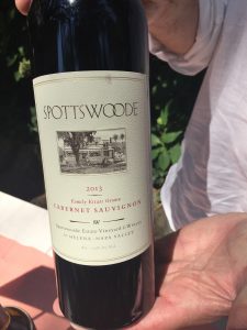 2013 Spottswoode Estate Cabernet Sauvignon, St. Helena. Gorgeous opaque red/purple color; developing wonderful aromas; big, rich, velvety in the mouth; multi-layered complexity; great structure and balance; outstanding potential. 98+. 8-20-2016.